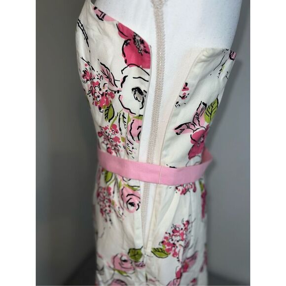 New! Women’s Floral Fit & Flare White/Pink Midi Dress 4 - Picture 7 of 13
